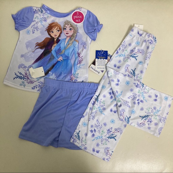 Disney Frozen Elsa Anna Cute 3pc Pajama Set - Picture 1 of 5